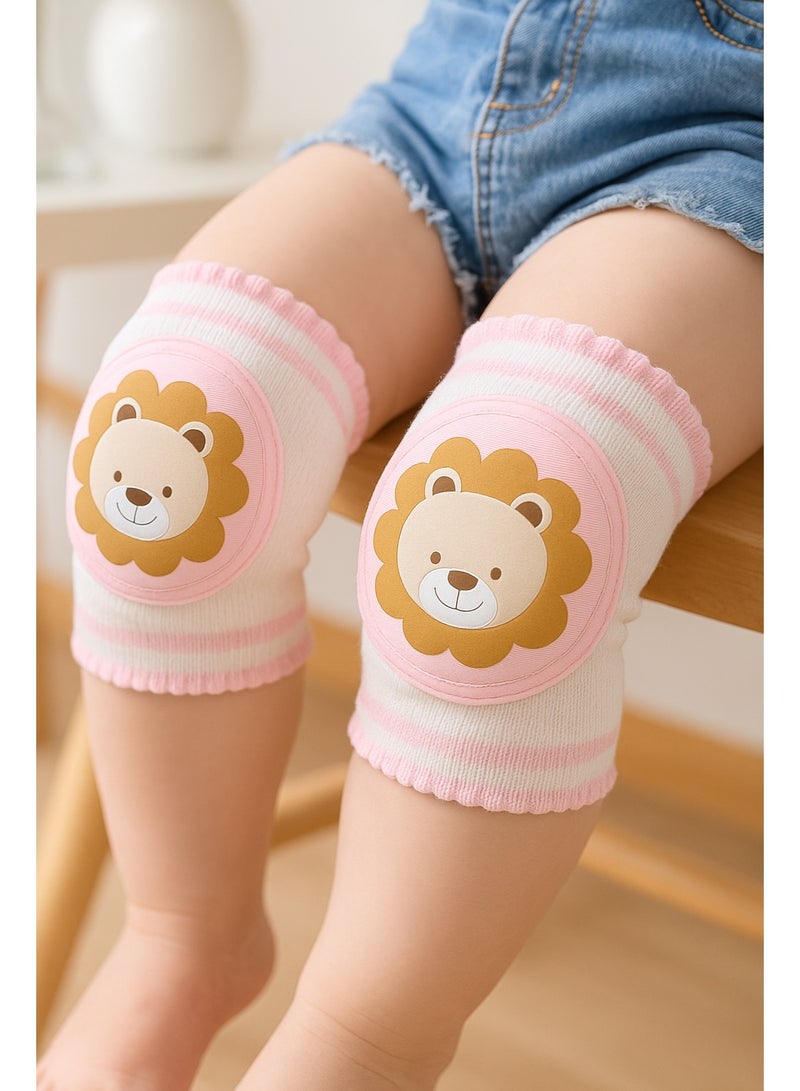 Adorable Lion Baby Crawling Knee Pads - Pink & Protective - Image 2