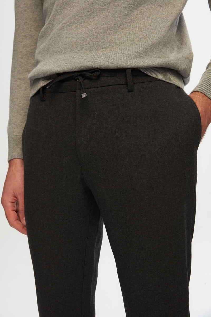 D'S DAMAT Slim Fit Anthracite Elastic Waist Laced Zippered Lycra Comfortable Jogger Pants 2HC03ORTJGR01  - Image 2