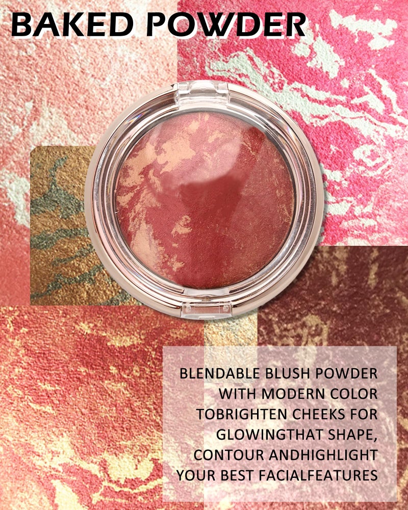 LYSdefeu Baked Powder Blush, Glow Marbleized Blush Powder Palette,Lightweight Shimmery Facail Blusher for Face Cheeks,Eyeshadow & Highlight,Makeup Gift for Women rubores de maquillaje(0.49Ounce)-02 - Image 3