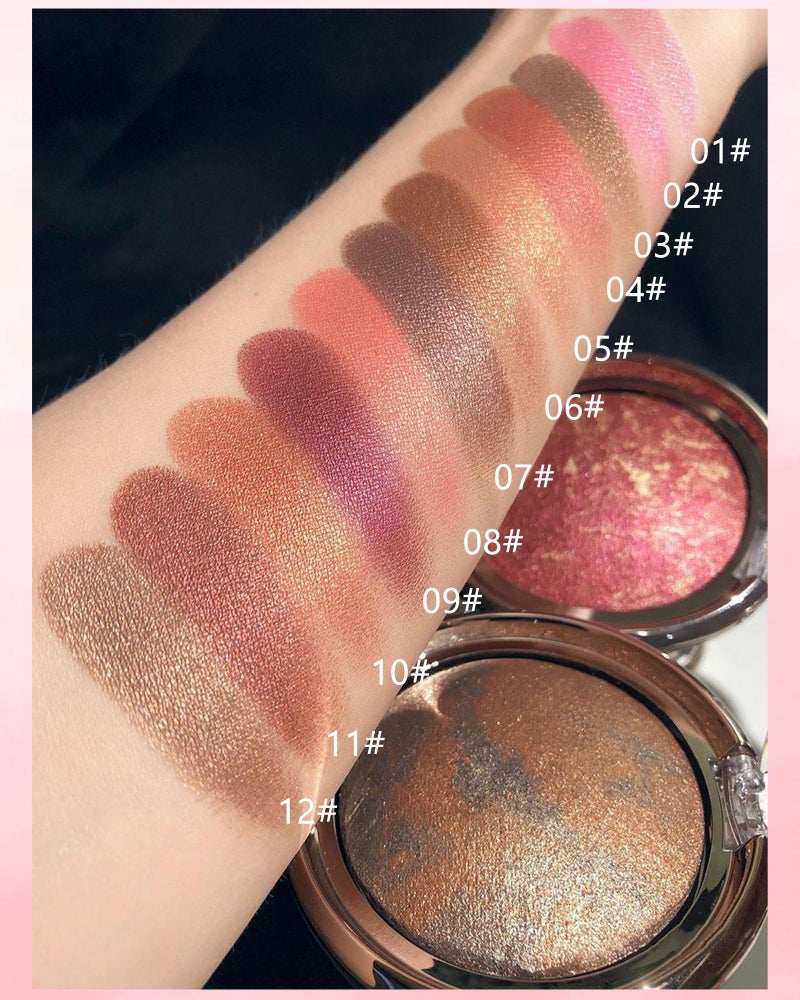 LYSdefeu Baked Powder Blush, Glow Marbleized Blush Powder Palette,Lightweight Shimmery Facail Blusher for Face Cheeks,Eyeshadow & Highlight,Makeup Gift for Women rubores de maquillaje(0.49Ounce)-02 - Image 4