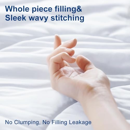 MEELUS Lightweight Comforter Cooling White, All Season Duvet Insert Breathable Twin Size Summer Bedding, Soft Microfiber Cool Down Alternative Quilt with Corner Tabs, 64x88 inch - Image 4