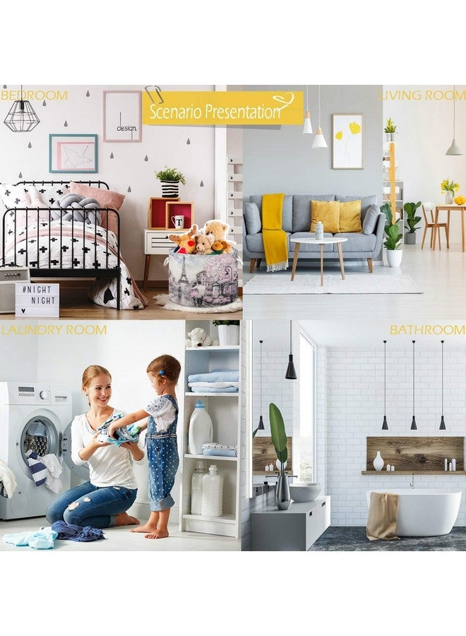 visesunny Storage Basket Oil Painting Paris Nursery Hamper Canvas Fabric Toy Storage Organizer Bin Storage Box Laundry Basket for Kid Rooms,Playroom,Shelves,Toy Basket - Image 5