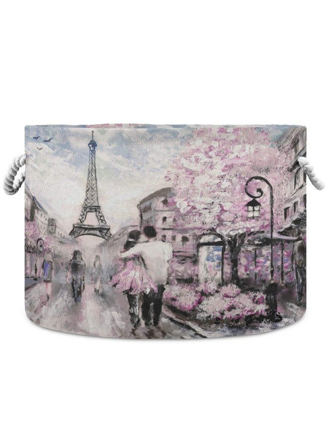 visesunny Storage Basket Oil Painting Paris Nursery Hamper Canvas Fabric Toy Storage Organizer Bin Storage Box Laundry Basket for Kid Rooms,Playroom,Shelves,Toy Basket - Image 1