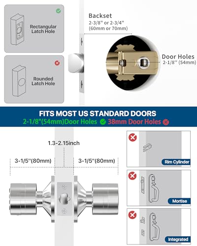 Signstek Keyless Entry Door Lock, Door Knob with Keypad, Smart Code Door Lock, Mute Mode, Passage Function, Easy to Install, Satin Nickel - Image 4