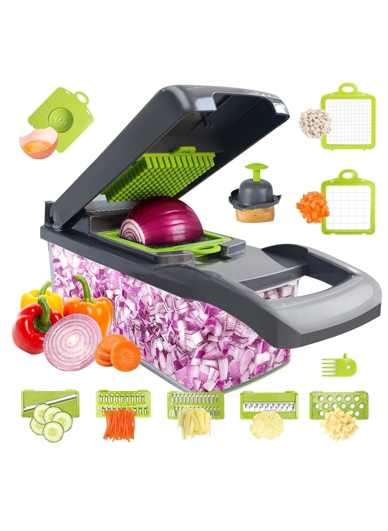 JAJEEK NEW Vegetable Chopper Pro Onion Chopper – 13-in-1 Multifunctional Food Chopper, Kitchen Slicer Dicer Cutter, 8 Blades Salad & Potato Mandoline Slicer with Container, Easy Veggie Prep Tool - Image 1