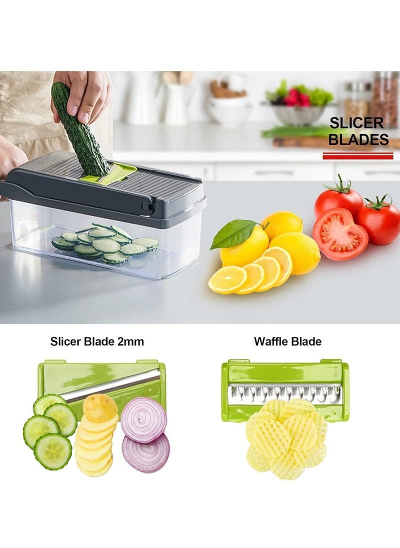 JAJEEK NEW Vegetable Chopper Pro Onion Chopper – 13-in-1 Multifunctional Food Chopper, Kitchen Slicer Dicer Cutter, 8 Blades Salad & Potato Mandoline Slicer with Container, Easy Veggie Prep Tool - Image 4