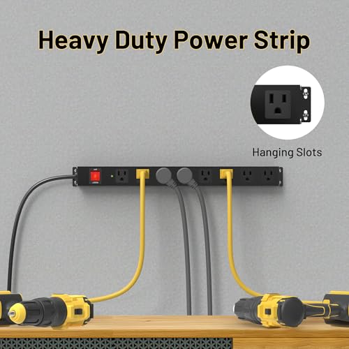 KF 8 Outlet Heavy Duty Power Strip Surge Protector, 2100J Surge Protection Metal Power Strip, 15A/1875W Mountable Power Strips with Upgraded Switch, 14AWG 6FT Extension Cord, Black - Image 5