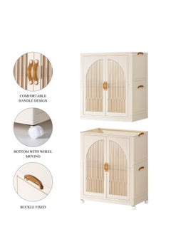 Generic Portable Kids Closet Children's Wardrobe Collapsible Plastic Large Baby Clothes Cabinet Bedroom Nursery Armoire Quick Install Toddler Dresser with Hanging Rod and Door,Large 2 Cubes,White  - Image 5