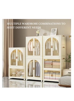 Generic Portable Kids Closet Children's Wardrobe Collapsible Plastic Large Baby Clothes Cabinet Bedroom Nursery Armoire Quick Install Toddler Dresser with Hanging Rod and Door,Large 2 Cubes,White  - Image 4