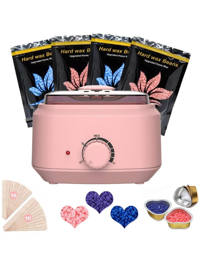 Joyeworld Warmer Waxer, Brazilian Wax Hair Removal Kit with 4 Packs of Hard Wax Beads and Tools, Professional Beeswax Hair Remover for Face Legs Armpits Bikini  - Image 1