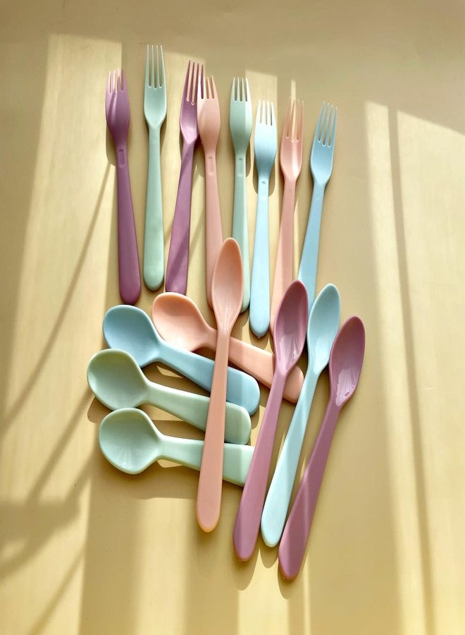 ChaLeeMoo 16Pcs Kids Plastic Utensils Kids Forks and Spoons Set, Multicolor Toddler Utensils, Reusable Kids Silverware Cutlery Set, Ideal for School Lunch Box, Camping, Travel, Party Favors BPA Free - Image 4