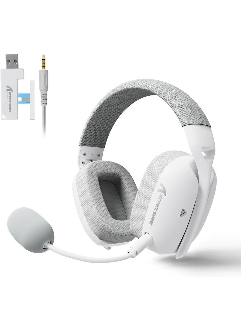 Attack Shark L80PRO Wireless Gaming Headset Lightseed Tech-Built-in&Detachable Dual Microphone-Lightweight Headphone with Tri-Mode(2.4GHz USB C&A Dongle/BT/Wired)-for PC Mac Switch Win-White  - Image 1