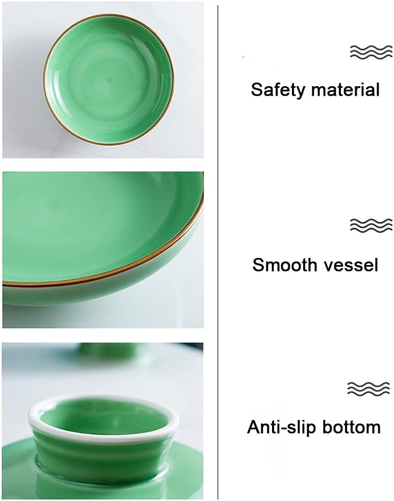 Kelendle Ceramic Footed Bowl Round Pedestal Bowl Decorative Fruit Dish Holder Dessert Display Stand for Kitchen Counter Centerpiece Table Decor Serving Fruit Tray - Image 3