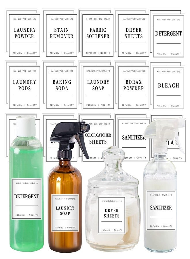 TESWEY 36PCS Laundry Room Labels Set, Waterproof Laundry Labels for Jars Containers, Minimalist PVC Label Stickers for Laundry Room Organization, with DIY Blank Labels（White） - Image 1