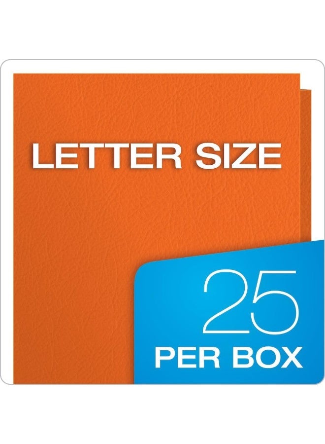 Oxford Oxford Twin-Pocket Folders, Textured Paper, Letter Size, Orange, Holds 100 Sheets, Box of 25 (57510EE) - Image 3