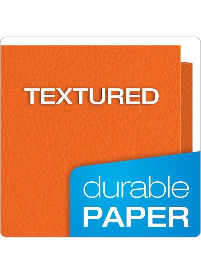 Oxford Oxford Twin-Pocket Folders, Textured Paper, Letter Size, Orange, Holds 100 Sheets, Box of 25 (57510EE) - Image 2