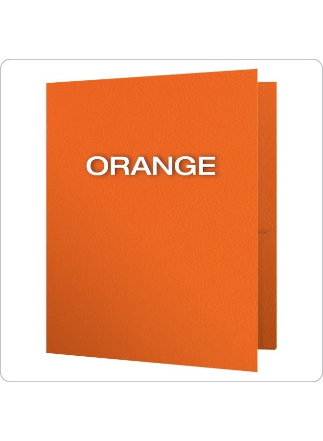 Oxford Oxford Twin-Pocket Folders, Textured Paper, Letter Size, Orange, Holds 100 Sheets, Box of 25 (57510EE) - Image 4