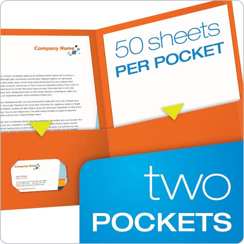 Oxford Twin-Pocket Folders, Textured Paper, Letter Size, Orange, Holds 100 Sheets, Box of 25 (57510EE) - Image 2