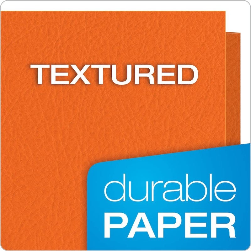 Oxford Twin-Pocket Folders, Textured Paper, Letter Size, Orange, Holds 100 Sheets, Box of 25 (57510EE) - Image 4