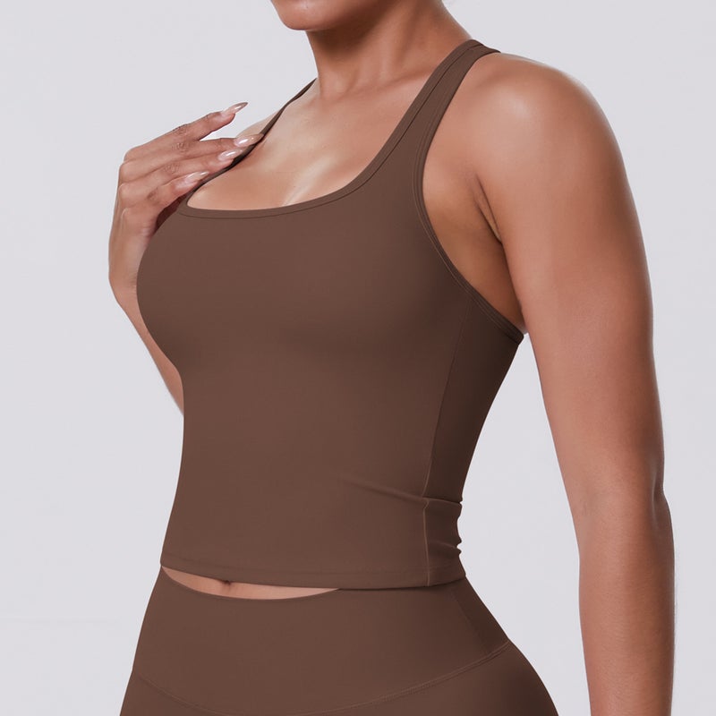 New Cross-Border Solid Color Seamless Brushed Backless Tank Top for Women - Tight-Fit, Quick-Dry, Sports & Fitness  Wear - Image 4