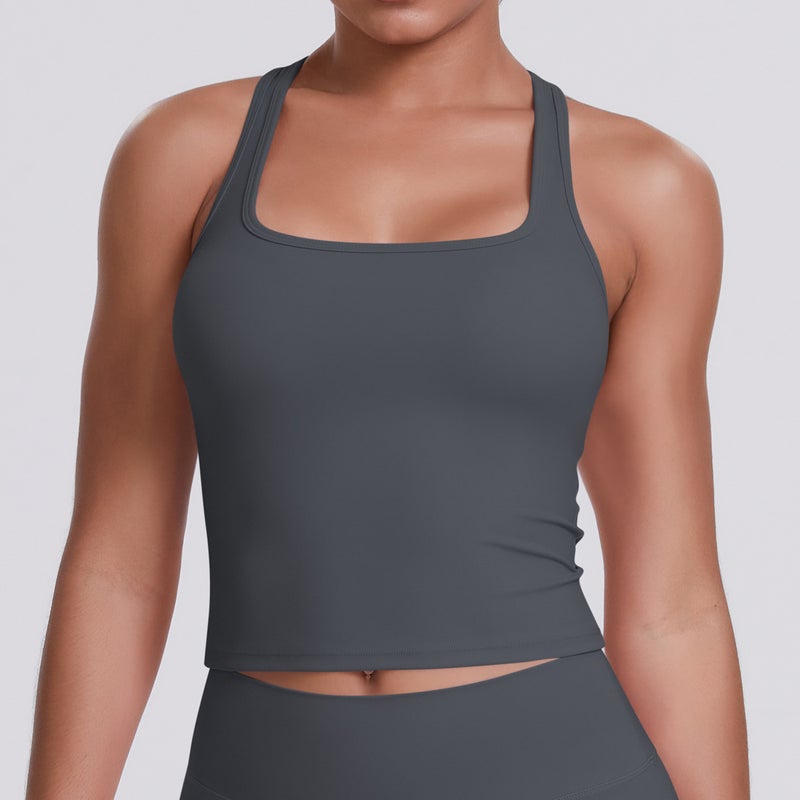 New Cross-Border Solid Color Seamless Brushed Backless Tank Top for Women - Tight-Fit, Quick-Dry, Sports & Fitness  Wear - Image 1