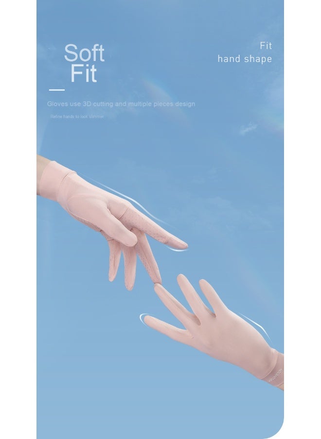 Beauenty Summer Ice Silk Sun Protection Gloves for Women - Outdoor Driving, Cycling, Non-Slip, Breathable, Thin, Fingerless Touchscreen Gloves - Image 5