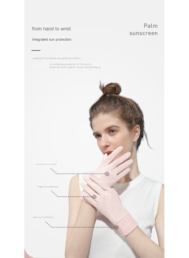 Beauenty Summer Ice Silk Sun Protection Gloves for Women - Outdoor Driving, Cycling, Non-Slip, Breathable, Thin, Fingerless Touchscreen Gloves - Image 2