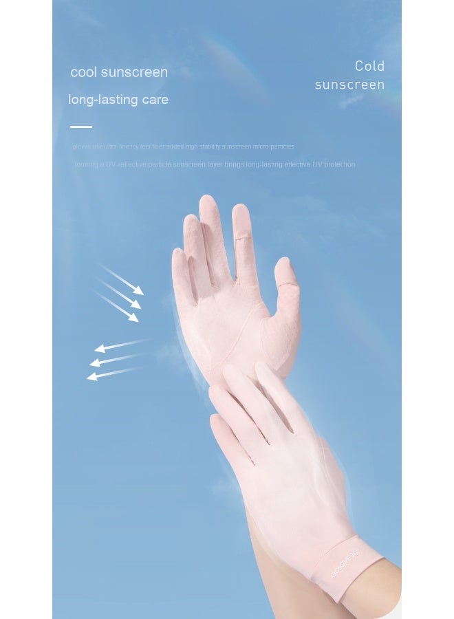 Beauenty Summer Ice Silk Sun Protection Gloves for Women - Outdoor Driving, Cycling, Non-Slip, Breathable, Thin, Fingerless Touchscreen Gloves - Image 3