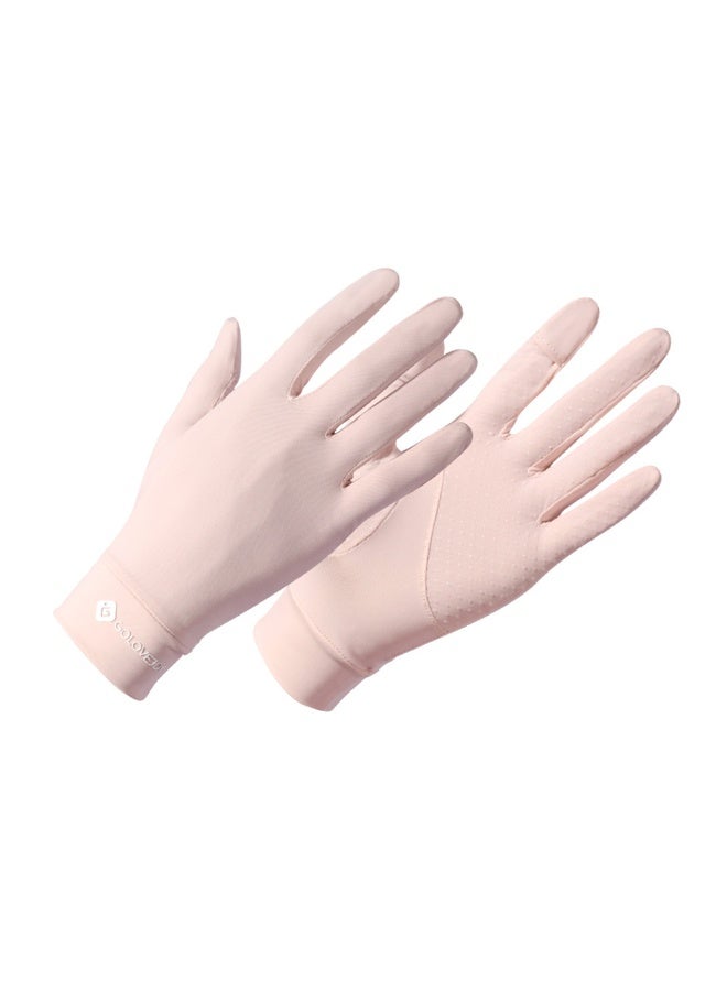 Beauenty Summer Ice Silk Sun Protection Gloves for Women - Outdoor Driving, Cycling, Non-Slip, Breathable, Thin, Fingerless Touchscreen Gloves - Image 1