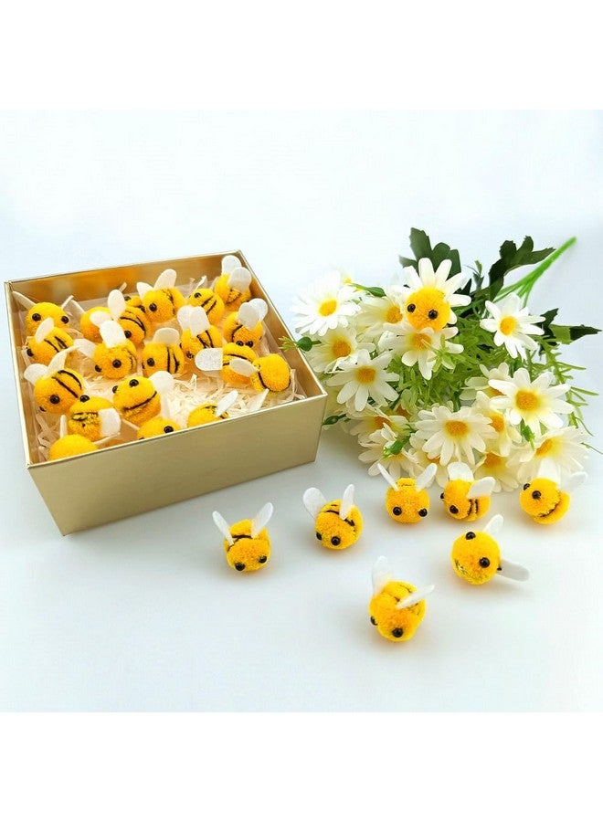 SaktopDeco 28 PCS Felt Bees Wool Felt for Crafts Mini Bee Plush Decor for Bee Gender Reveal Decorations Clothing Hat Gift DIY Crafts - Image 4
