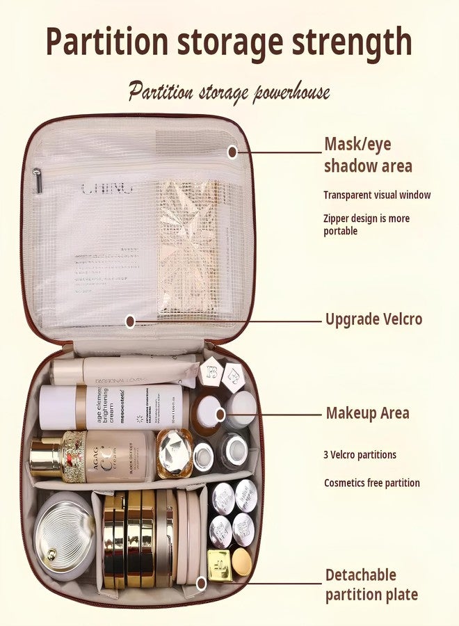 Luxury Makeup Bag for Women Travel Organizer Cosmetic Pouch Waterproof Toiletry Bag Large Capacity Elegant Design - Image 2