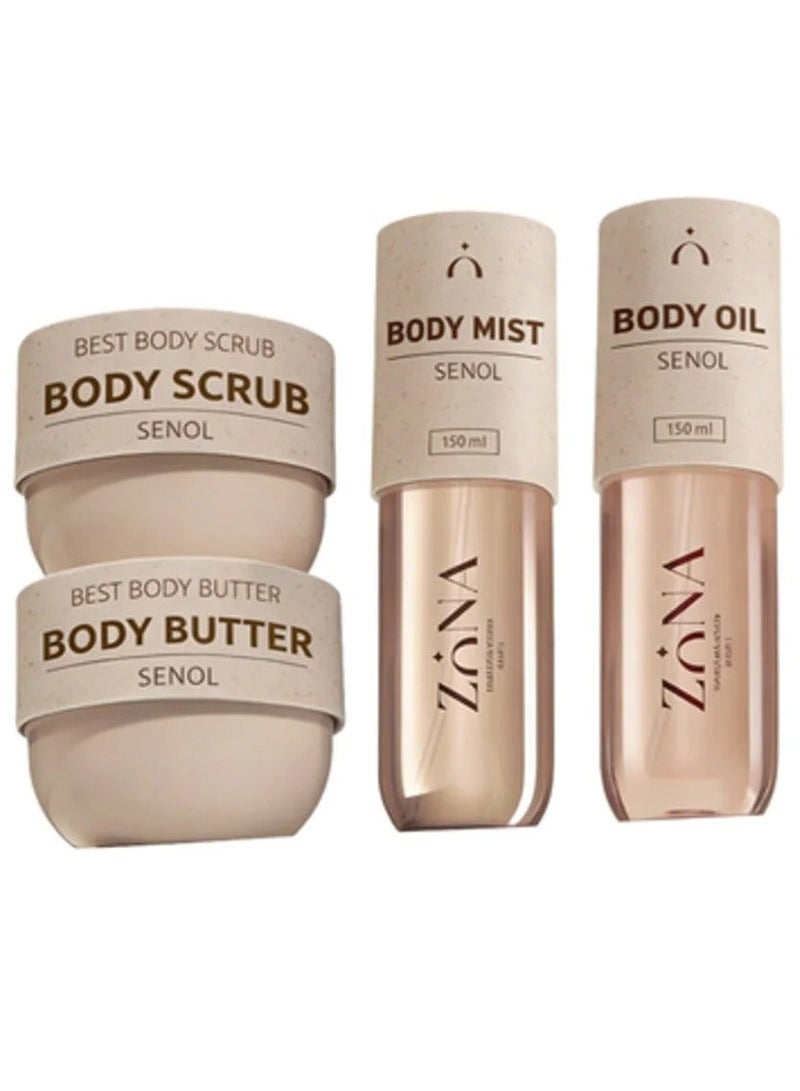 ZONA Senol Body Care Set 4Pcs |   Body Scrub+Moisturizing Butter+Body Oil+Body Mist |   For the Luxurious Fragrance of Johaneschenwal - Image 1