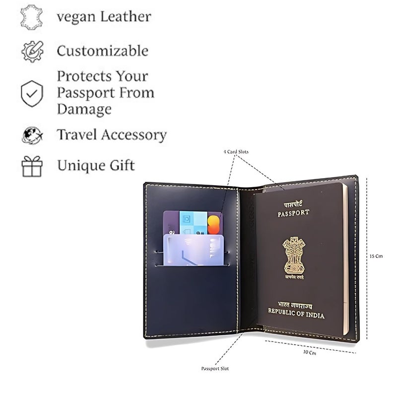 THE CUSTOMISED GIFT Unisex Passport Cover for Men & Women | Printed, Classy & Stylish | Vegan Leather Passport Cover for Travel (UV Blue) - Image 2
