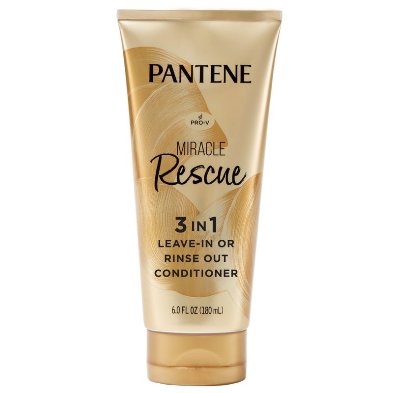 Pantene Miracle Rescue 3 in 1 Leave In Conditioner, Rinse off Conditioner, Heat Protectant for Hair, Detangler, Anti Frizz, Moisturizing, For All Hair Types, Safe for Color Treated Hair, 6.0 fl oz - Image 1