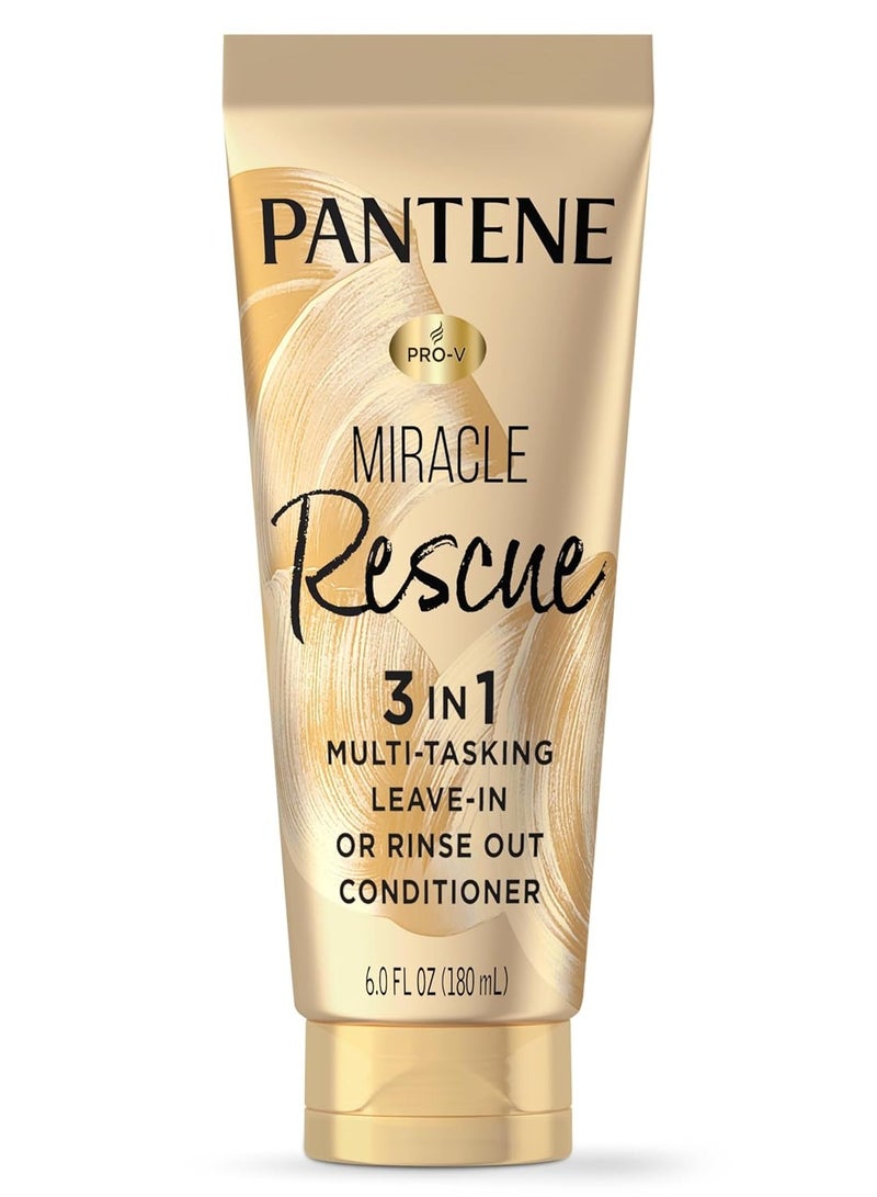 Pantene Pantene Miracle Rescue 3 in 1 Leave In Conditioner, Rinse off Conditioner, Heat Protectant for Hair, Detangler, Anti Frizz, Moisturizing, For All Hair Types, Safe for Color Treated Hair, 6.0 fl oz - Image 1