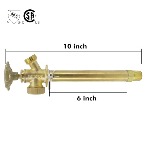 Himaweek 6 Inch Anti-Siphon Frost Free Sillcock Valve Multiturn 1/2 Inch NPT, 3/4 Inch Hose Bibb, Brass Body,Brass Valve 6 inch Length - Image 2