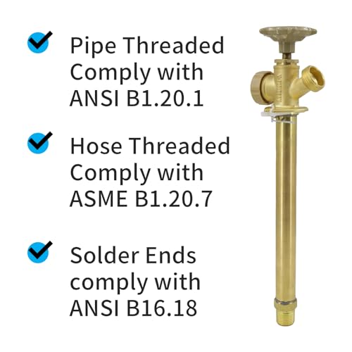 Himaweek 6 Inch Anti-Siphon Frost Free Sillcock Valve Multiturn 1/2 Inch NPT, 3/4 Inch Hose Bibb, Brass Body,Brass Valve 6 inch Length - Image 5