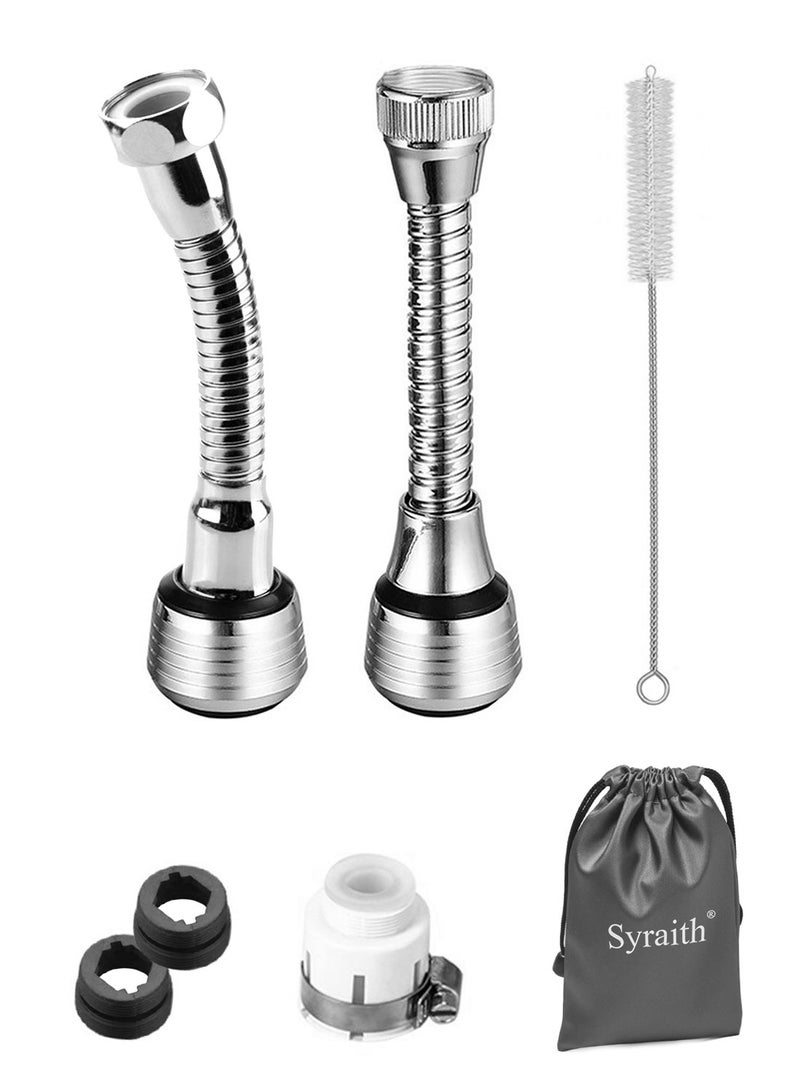 Syraith Faucet Extender, Faucet Sprayer Attachment 2 Pcs Kitchen Splash Filter Faucet, with 360 Degrees Moldable Sink Spray Tap, Flex Faucet Aerator, Universal Connector and Cleaning Brush - Image 1