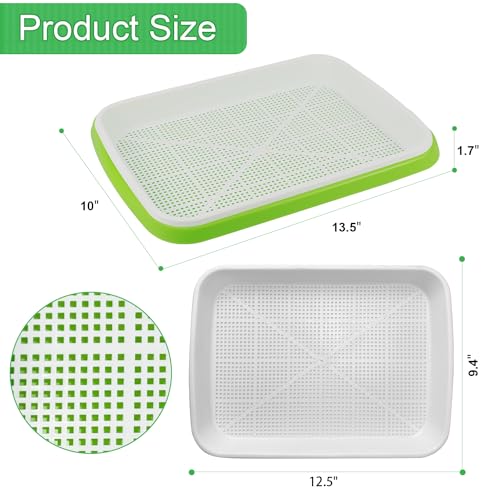 SDLDEER Seed Sprouting Tray, Microgreens Growing Trays Big Capacity Sprouts Growing Kit Soil-Free Sprouter Tray for Sprouting Seeds, Beans, Wheatgrass (Green-3) - Image 2