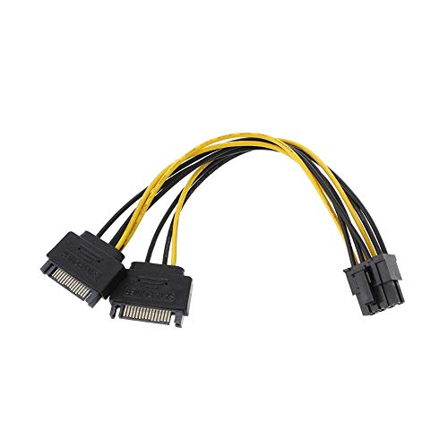axGear Dual SATA to PCI-E Power Cable 15Pin SATA to 8 pin / 6 pin Video Card Power Wire - Image 1