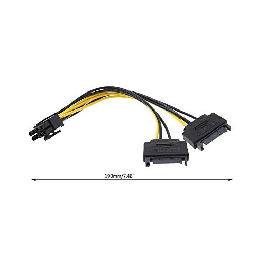 axGear Dual SATA to PCI-E Power Cable 15Pin SATA to 8 pin / 6 pin Video Card Power Wire - Image 3