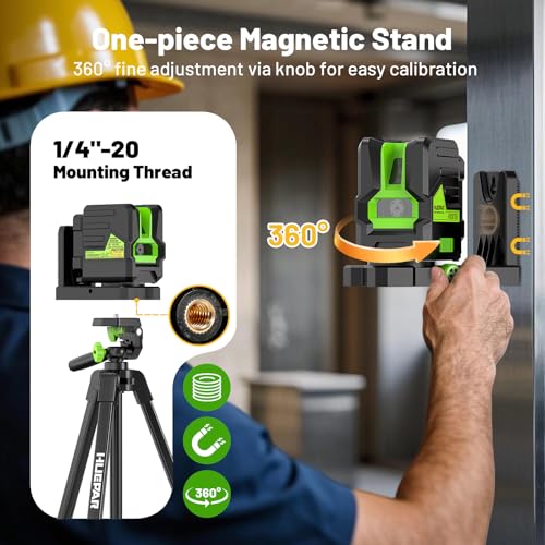 Huepar Laser Level with 60in Tripod, 1/13 High Accuracy Self Leveling Green Cross Line Lazer Leveler for Picture Hanging, Tile, Home Renovation, with Pluse Mode for Outdoor, Carry Case, Glasses - Image 5