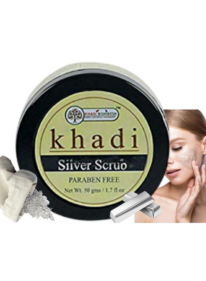 Khadi Rishikesh Herbal Silver facial Scrub for Tan Removal | Skin Whitening Brightening | With Power Clove |Deep Exfoliation | blackhead removal |reduce Fine Lines & Wrinkles| Dead Skin Remover-Men Women-50gmWITH TOWEL RUMAAL FREE - Image 1