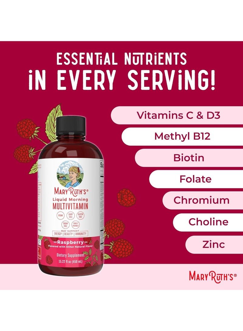 MaryRuth's, Liquid Morning Multivitamin, Raspberry, 15.22 fl oz (450 ml) - Image 3