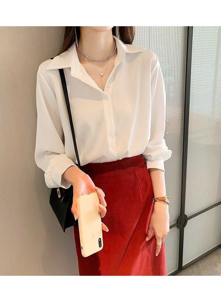 Shougu New Temperament Solid Color Shirt Women's Long Sleeved Shirt  - Image 1
