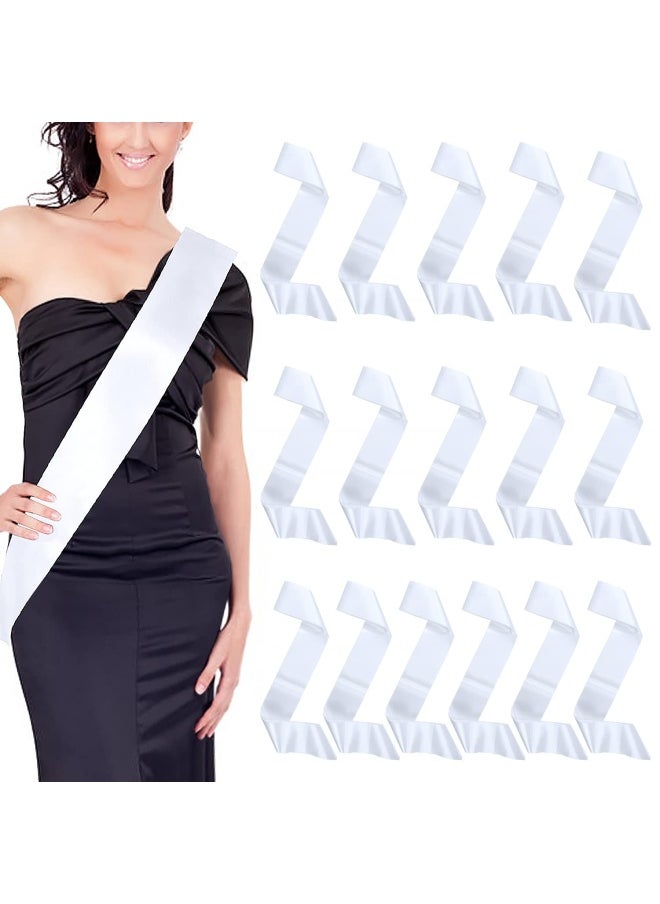 Dreamtop 16Pcs Sash Satin Sash White Blank Sash Blank Sashes for Pageants Senior Sash 2024 White Sash for Beauty Pageant  - Image 1