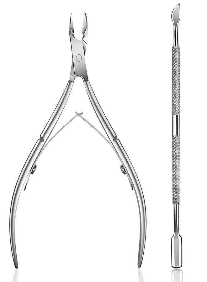 BOLT BEE Cuticle Pusher Cuticle Cutter Set Surgical Grade Stainless Steel Cuticle Trimmer & Cuticle Nipper for Fingernails and Toenails Care Durable Gel Nail Polish Remover Pedicure Manicure Tools - Image 1