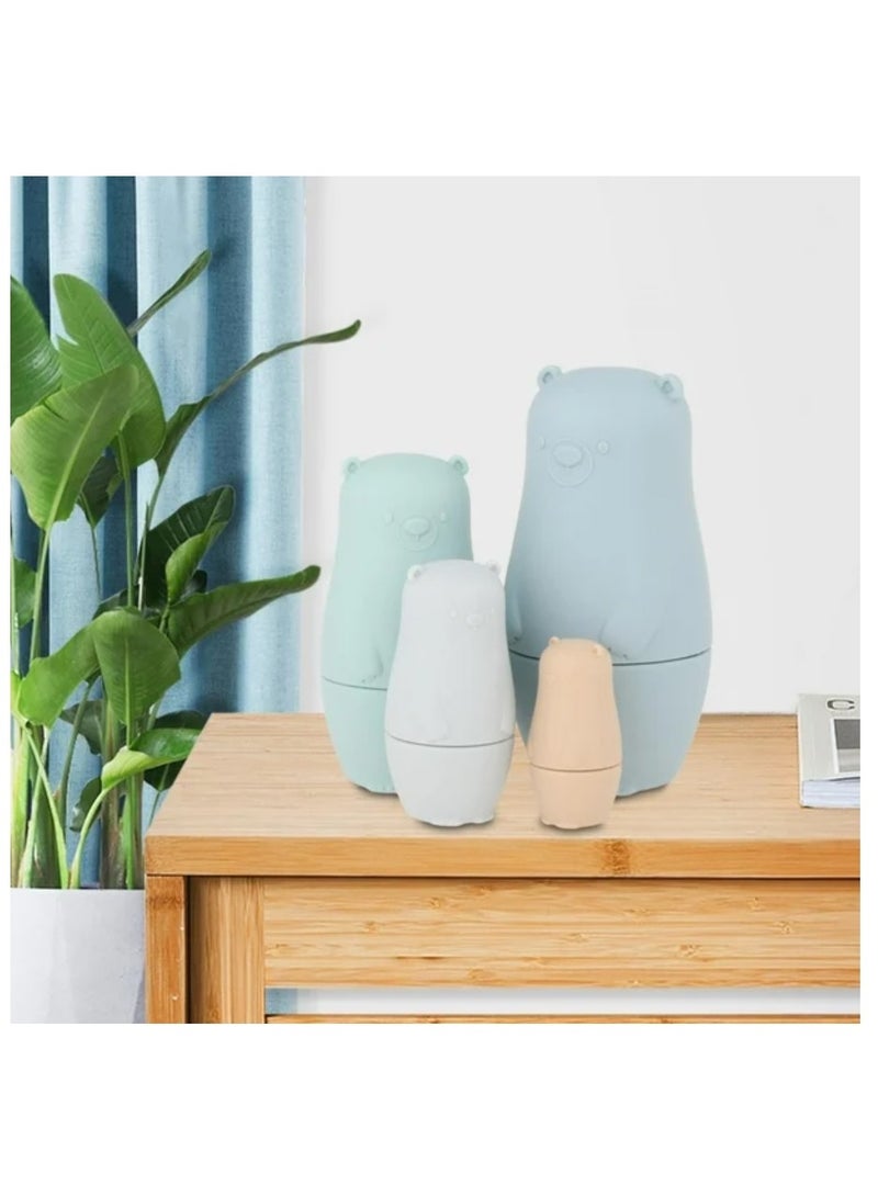 Pack of 4 Russian Matryoshka Bear Figures in Different Sizes - Blue - Image 3