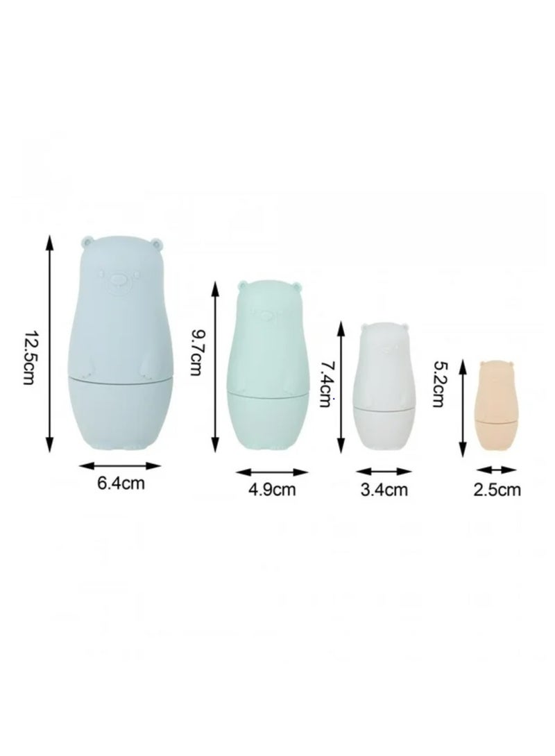 Pack of 4 Russian Matryoshka Bear Figures in Different Sizes - Blue - Image 4