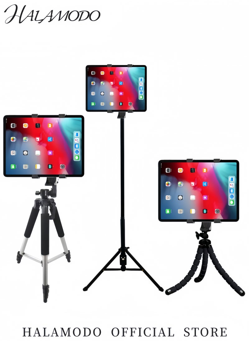 HALAMODO - Universal Tablet Tripod Holder Mount Adapter for iPad, Air, Air 2,iPad Mini,Samsung Galaxy Tab,Microsoft Surface,Google Nexus & Many More Tablets Compatibility with Tripod/Monopod/Selfie Stick - Image 1